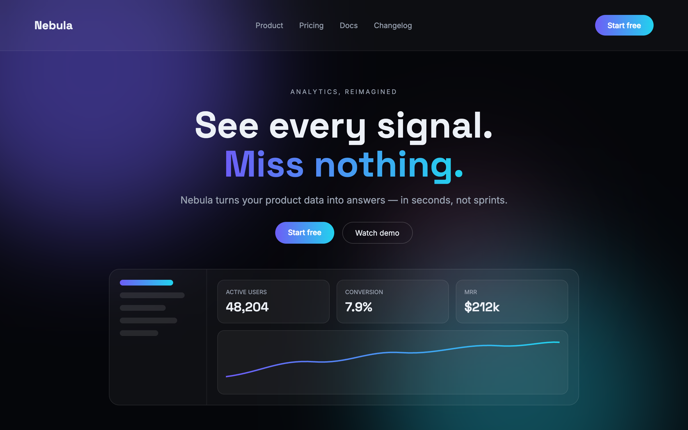 Nebula — the saas hero design this prompt generates