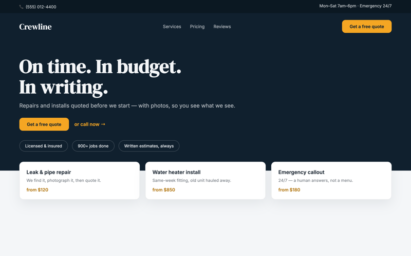 Crewline — Home Services design preview