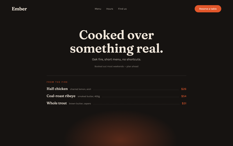 Ember — Restaurant design preview