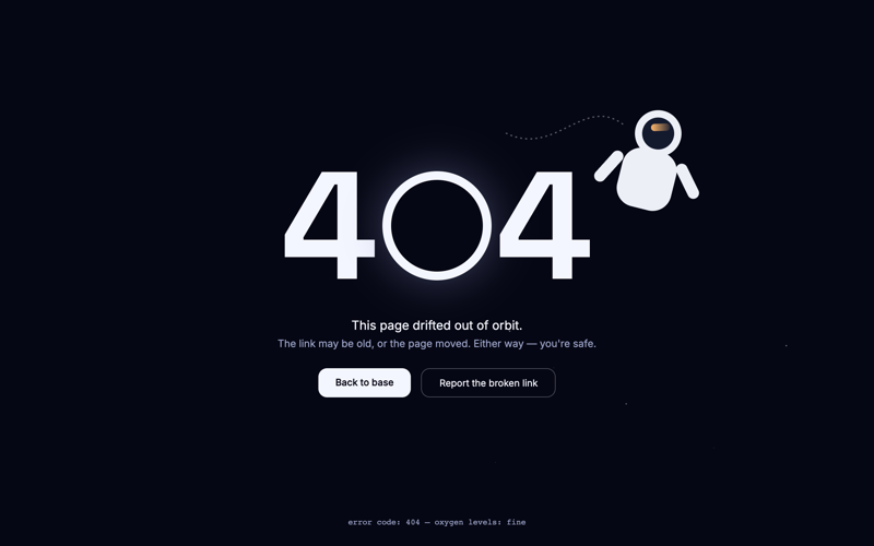 Lost in Space — 404 Page design preview