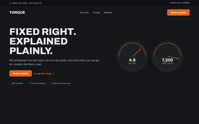 Torque — Auto Shop design preview