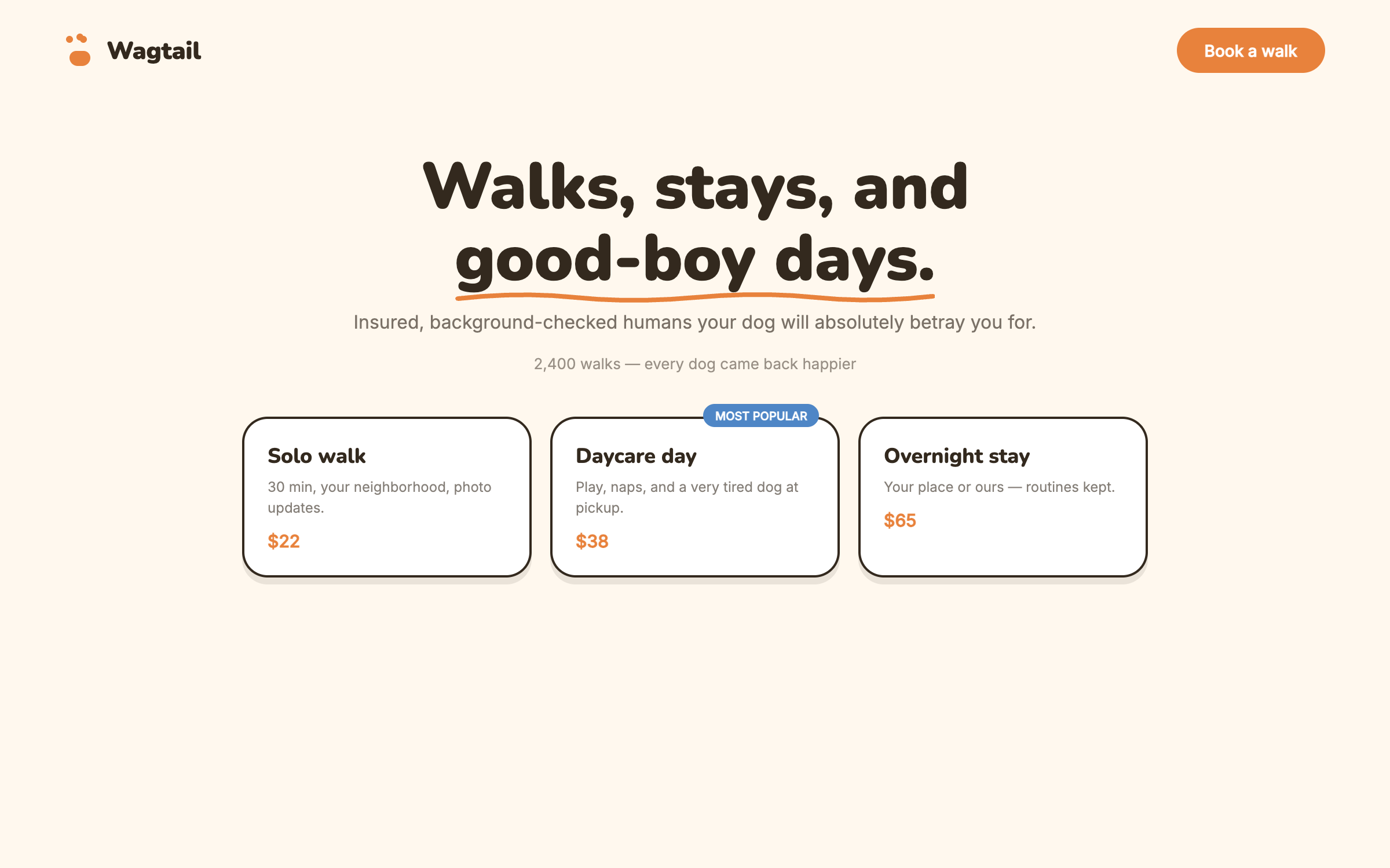 Wagtail — the pet care design this prompt generates